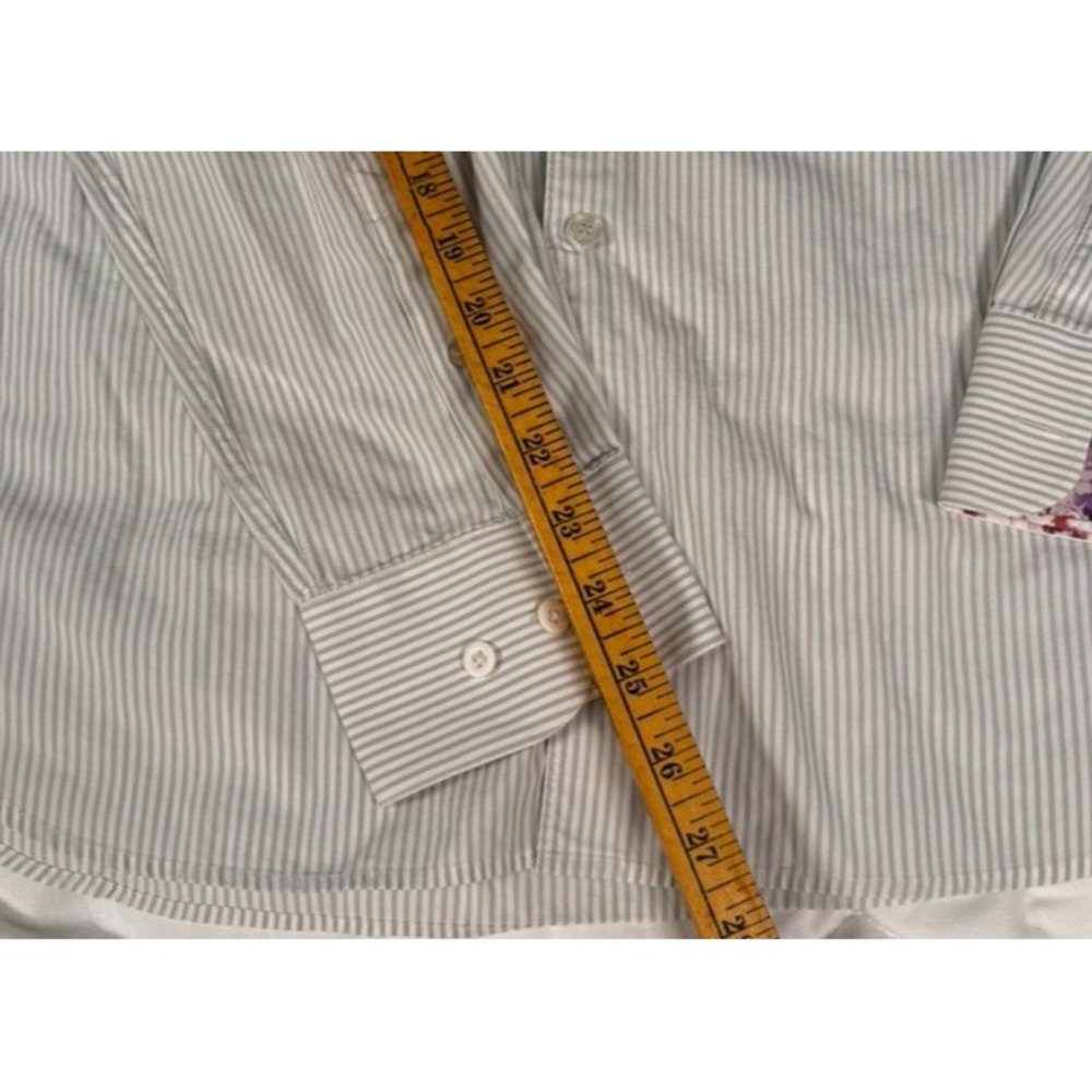 Stone Rose Mens Shirt 4/Large Striped Flower Flip Cuff Button Up Long Sleeve - Picture 6 of 10